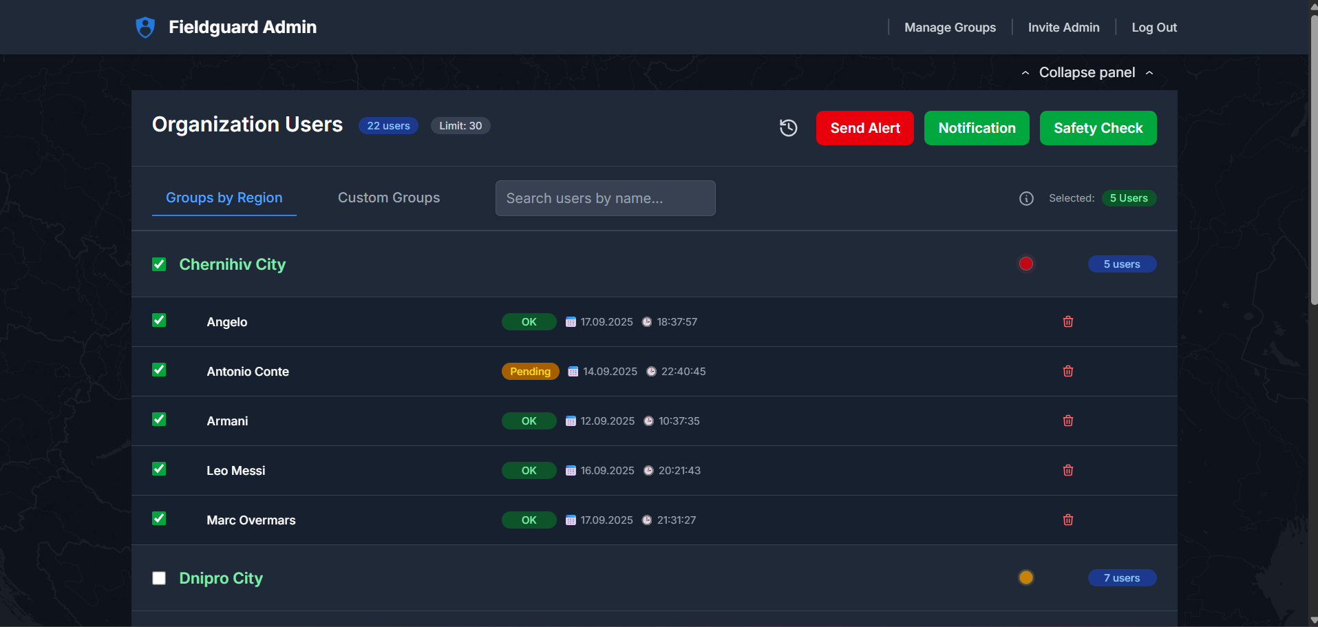 Admin users management